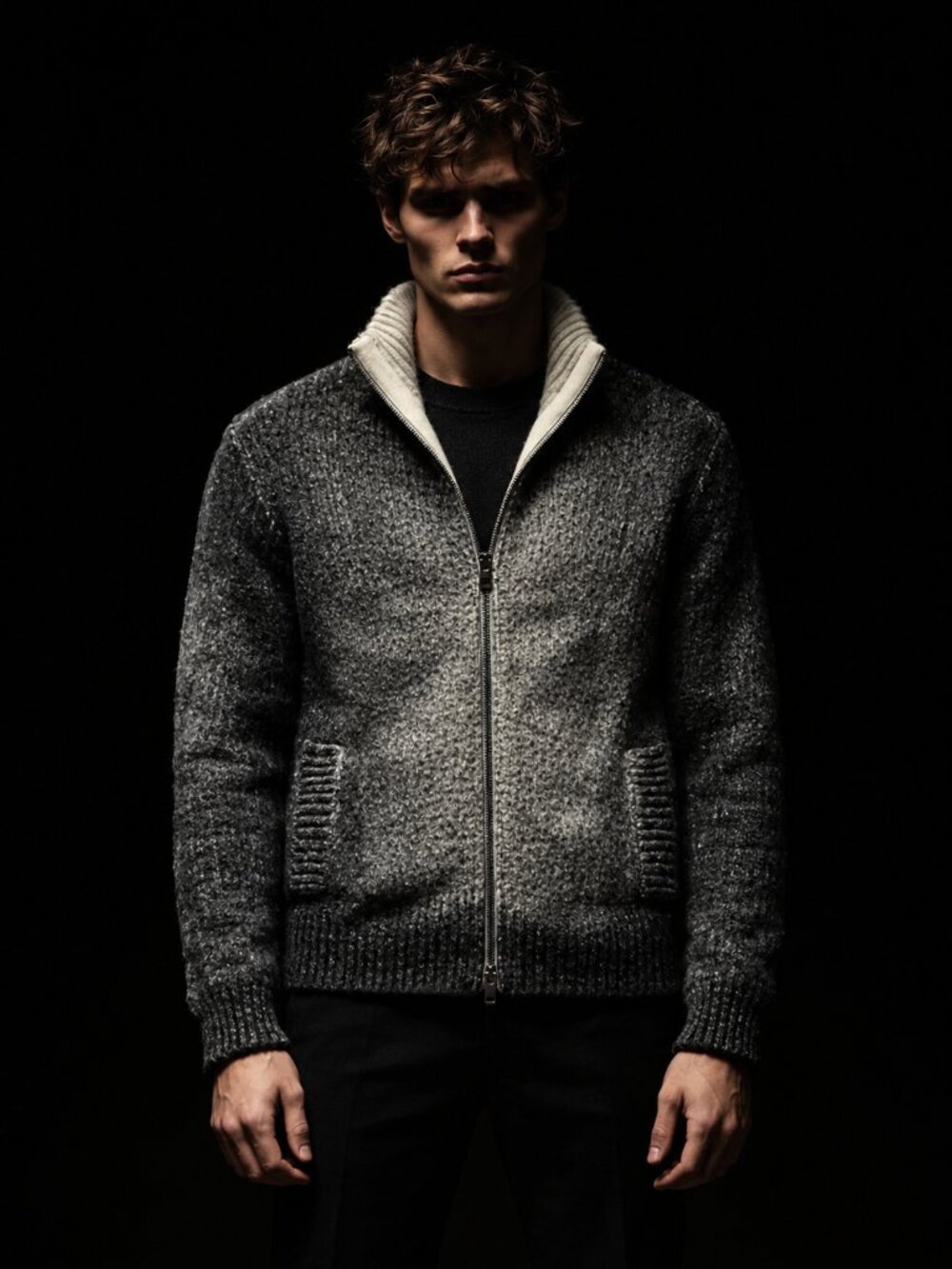 New $1650 Avant Toi Arovescio Zip High Neck Chunky Cardigan Sweater Small Italy